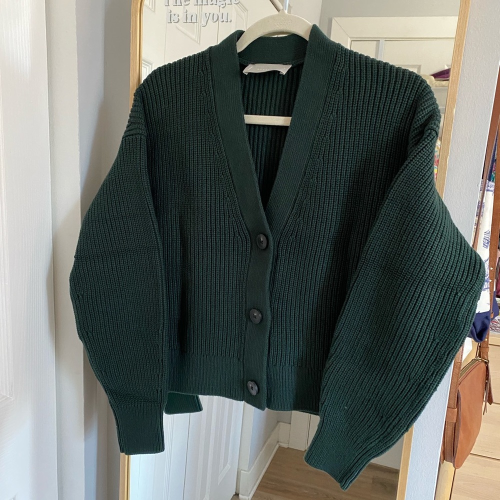 Dark green Everlane cardigan